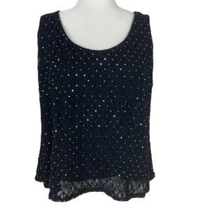 R&M Richards VTG 90s Glam Black Sequin Sleeveless Nylon Blend 16 WP NWOT